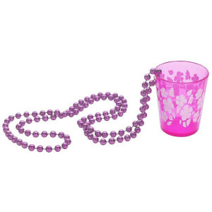 Pinkes Glas mit farblich passender Perlenkette und schicken Verzierungen. Durch die befestigte Kette knnen Sie es jederzeit bei sich tragen ohne es zu verlieren.
<br>Das Shotglas ist ca. 6 cm x 5 cm x 5 cm gro (Verpackung ca. 8 cm x 8 cm x 5 cm). 
<br>